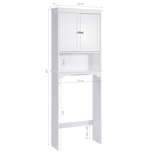 Spirich White Toilet Storage Cabinet with Organizer Shelves