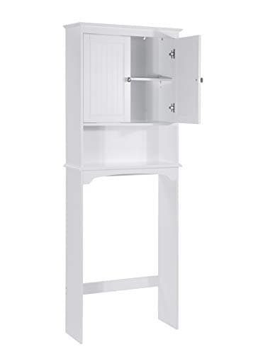 Spirich White Toilet Storage Cabinet with Organizer Shelves