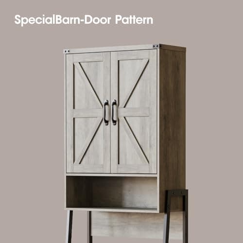 Over-the-Toilet Storage Cabinet with Anti-Tip Shelves, Grey