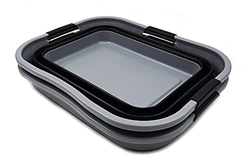 Sammart Collapsible 2-30L Laundry Basket - 24L Portable Storage Tub (Grey/Black)
