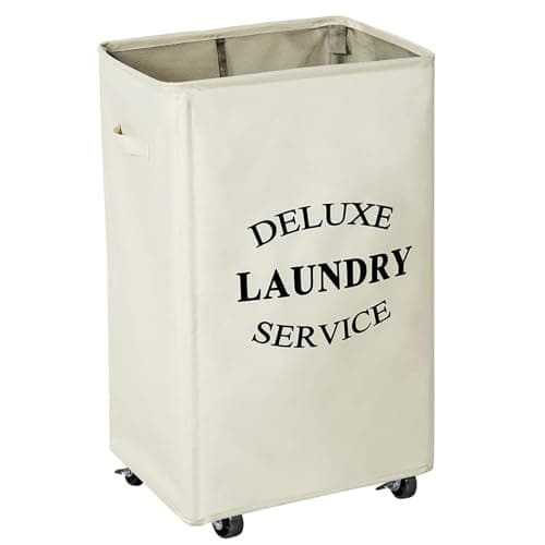 WOWLIVE Large Rolling Laundry Hamper, 90L Collapsible Black