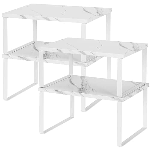 NEX Bamboo Kitchen Organizing Shelf, Set of 4, White & Natural