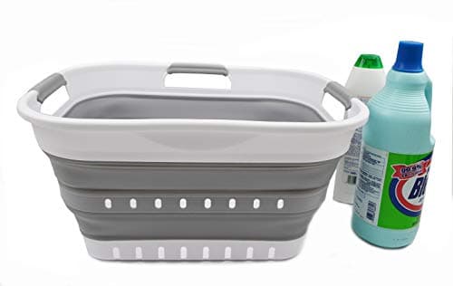 Sammart 19L Collapsible Laundry Basket - Grey/Black, 5 Gallon Storage Organizer