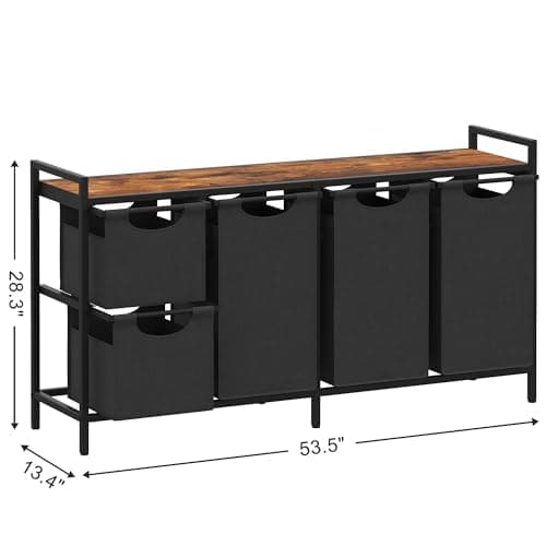 JLH003SR 4-Section Laundry Hamper with Shelf 195.1L