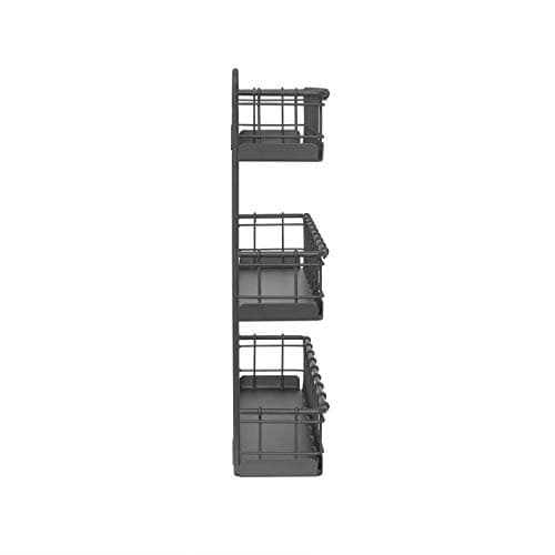 Vintage Industrial Gray 3-Tier Spice Rack for Kitchen and Pantry