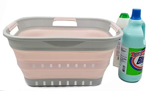 Sammart 19L Collapsible Laundry Basket - Grey/Black, 5 Gallon Storage Organizer