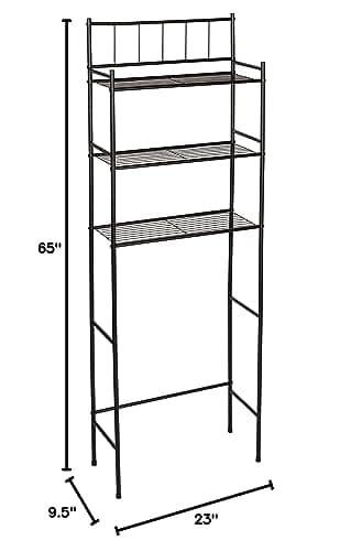 Honey-Can-Do Black 3-Tier Over-The-Toilet Space Saver Shelving Unit