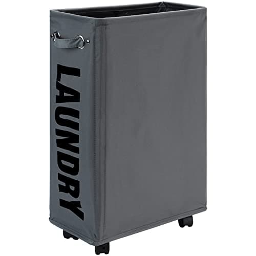 DOKEHOM 25-Inch Slim Collapsible Laundry Basket on Wheels (Black)