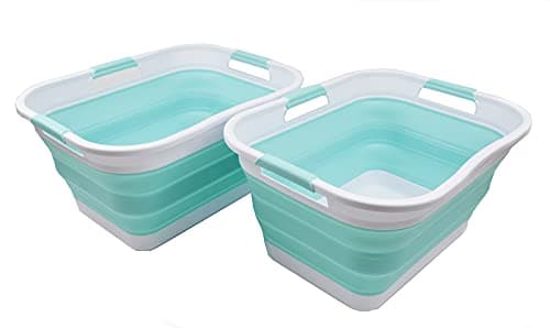 Sammart Collapsible 2-30L Laundry Basket - 24L Portable Storage Tub (Grey/Black)