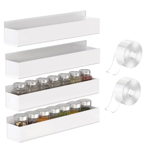 VAEHOLD Clear Wall Spice Rack with Nano Tape for Kitchen Cabinet Door - 4 Pack