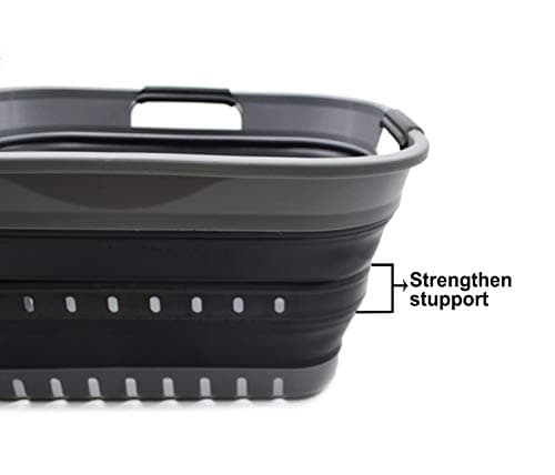 Sammart 19L Collapsible Laundry Basket - Grey/Black, 5 Gallon Storage Organizer