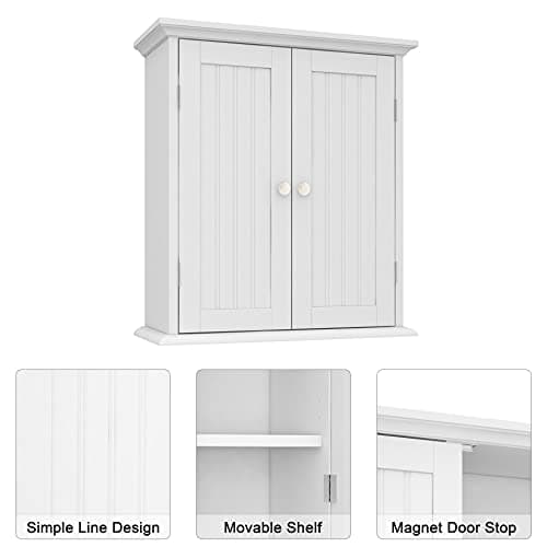ChooChoo Toilet Wall Cabinet, Space-Saving Medicine Cabinet with 2 Doors & Shelves