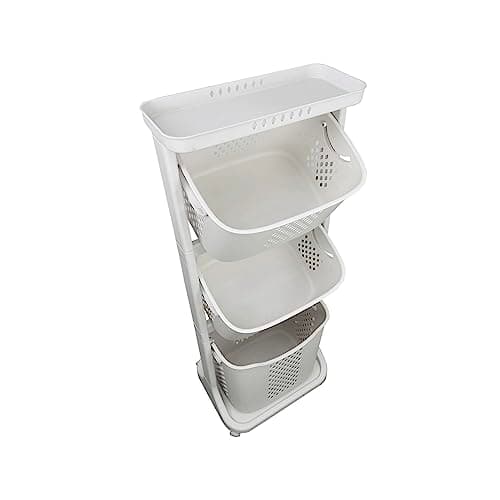 Multi-Functional Laundry Basket with Wheels and 3 Layers for Storage