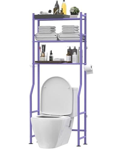 Black 3-Tier Over-the-Toilet Storage Shelves with Hooks and Paper Holder