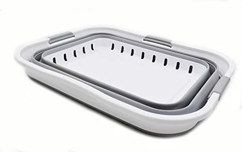 Collapsible 42L Plastic Laundry Basket - Space Saving Storage for Laundry - White/Grey (1, Adult)