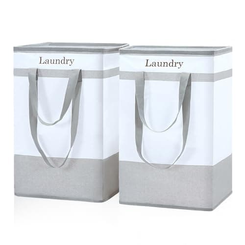 FairyHaus 100L Collapsible Laundry Baskets, 2Pack Black with Carry Handles