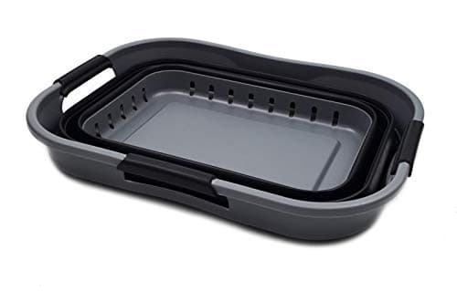 Sammart 19L Collapsible Laundry Basket - Grey/Black, 5 Gallon Storage Organizer