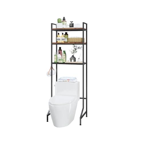 Rustic Brown 3-Tier Toilet Storage Organizer Shelf