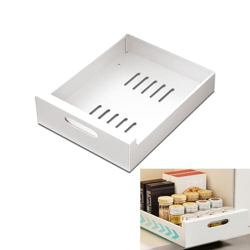 Telescopic Cabinet Organizer with Sliding Drawer Inserts (white, 30-1)