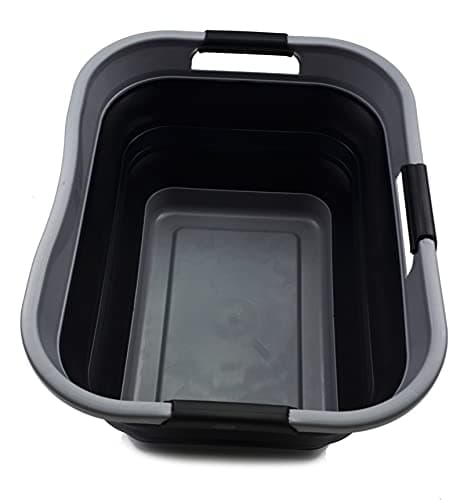 Sammart Collapsible 2-30L Laundry Basket - 24L Portable Storage Tub (Grey/Black)