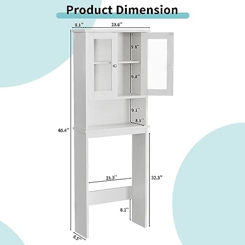 Shintenchi Anti-Tip Toilet Storage Cabinet, White