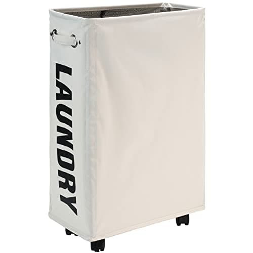 DOKEHOM 25-Inch Slim Collapsible Laundry Basket on Wheels (Black)