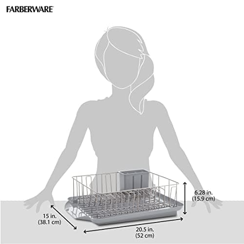 Farberware Large Capacity Dish Drying Rack Set with Drainboard & Utensil Holder