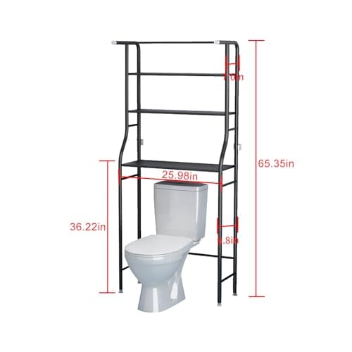 UDEAR 3-Shelf Over-The-Toilet Rack, Black: Corner Storage Space Saver