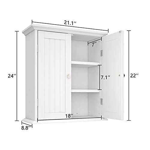 ChooChoo Toilet Wall Cabinet, Space-Saving Medicine Cabinet with 2 Doors & Shelves