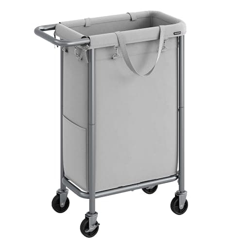 3-Section Rolling Laundry Basket with Wheels for Blanket Storage, 52.8 Gallons