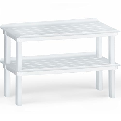 DecorRack White Plastic Counter and Cabinet Shelves 10x7x3.5 (Set of 2)