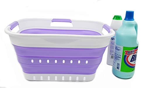 Sammart 19L Collapsible Laundry Basket - Grey/Black, 5 Gallon Storage Organizer