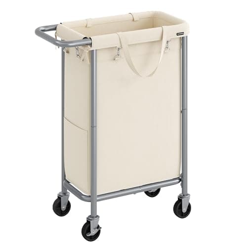 3-Section Rolling Laundry Basket with Wheels for Blanket Storage, 52.8 Gallons