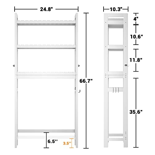 Homykic 3-Tier Bamboo Over-The-Toilet Organizer, White