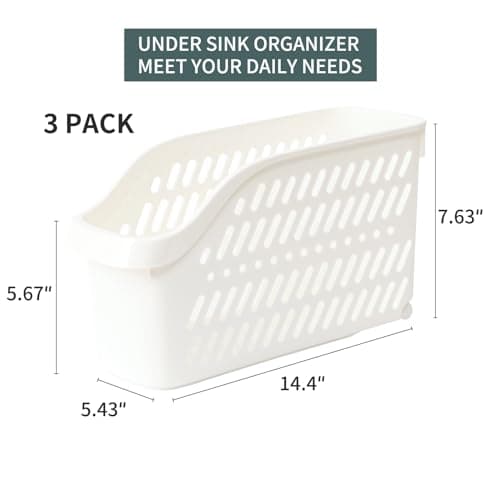 3 Pack Under Sink Organizer with Wheels for Kitchen & Bathroom Storage