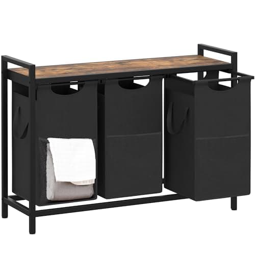 Heybly 3 x 12.5 Gal Laundry Baskets with Sorter for Laundry Room Storage Rustic HLH003SR