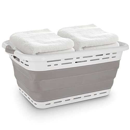 BLACK+DECKER Portable 25" Slim Laundry Basket - Ideal for Small Spaces & Travel, Black