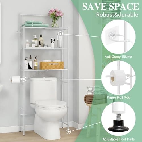 MallBoo White Over-The-Toilet 3-Tier Storage Rack