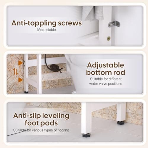 Bamboo Over-the-Toilet Organizer with Baskets & Hooks (White)