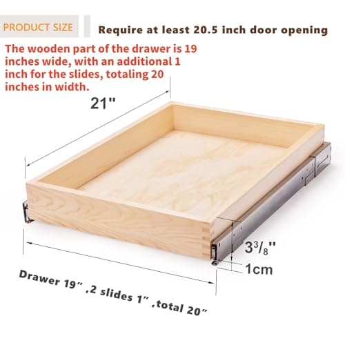 20" W x 21" D Soft Close Wood Drawer Organizer, Finished Bottom and Sides