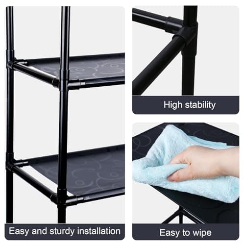 3 Tier Bathroom Organizer Freestanding Toilet Shelf - Black