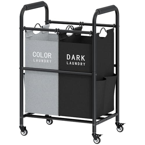 Tajsoon 3 Bag Laundry Sorter Cart, Grey