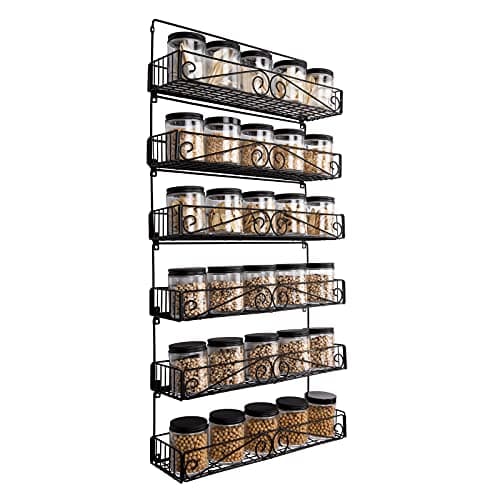 SWOMMOLY Large Capacity Wall Mount Spice Rack, 6 Pack Black
