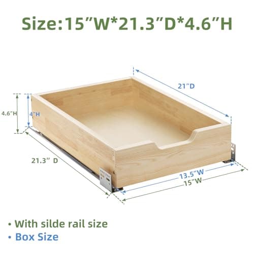 Soft Close Slide Out Drawers for Kitchen Cabinets, 13.5" W x 21" D
