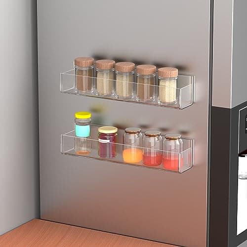 VAEHOLD Clear Wall Spice Rack with Nano Tape for Kitchen Cabinet Door - 4 Pack