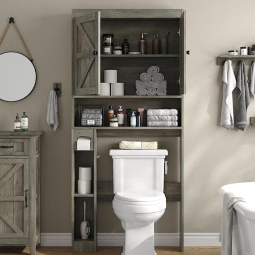 Barn Doors Farmhouse Over Toilet Storage Cabinet