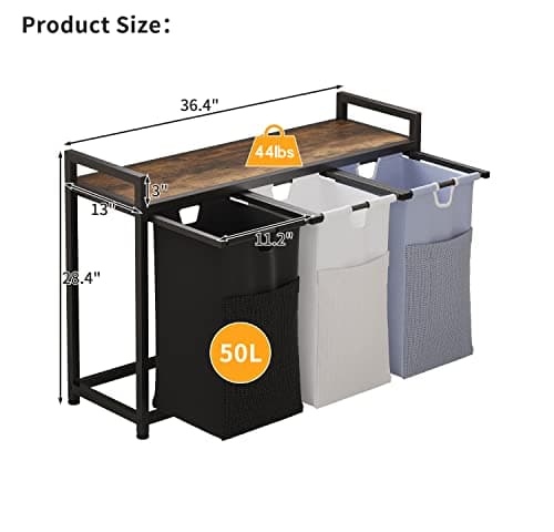 Large Capacity Laundry Hamper with Removable Bags andFabric Handles