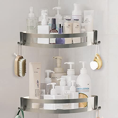 NearMoon No Drill 304 Stainless Steel Shower Organizer 2 Hook Pack