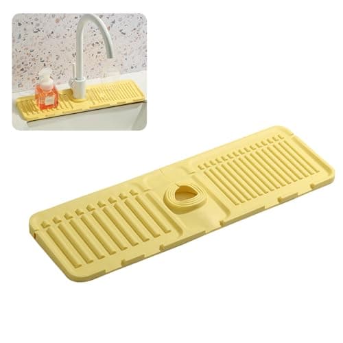Premium Silicone Kitchen Faucet Mat - Fast Drying Splash Guard (1 Pack, Gray)