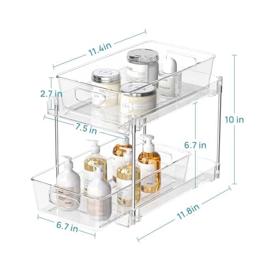 Vtopmart 2-Tier Bathroom Storage Organizer, Clear Under-Sink Vanities & Cabinets
